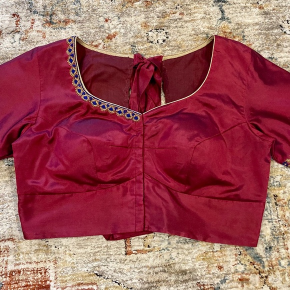 Custom red and Gold Silk Choli Blouse for Saree or Lehenga - Picture 5 of 7